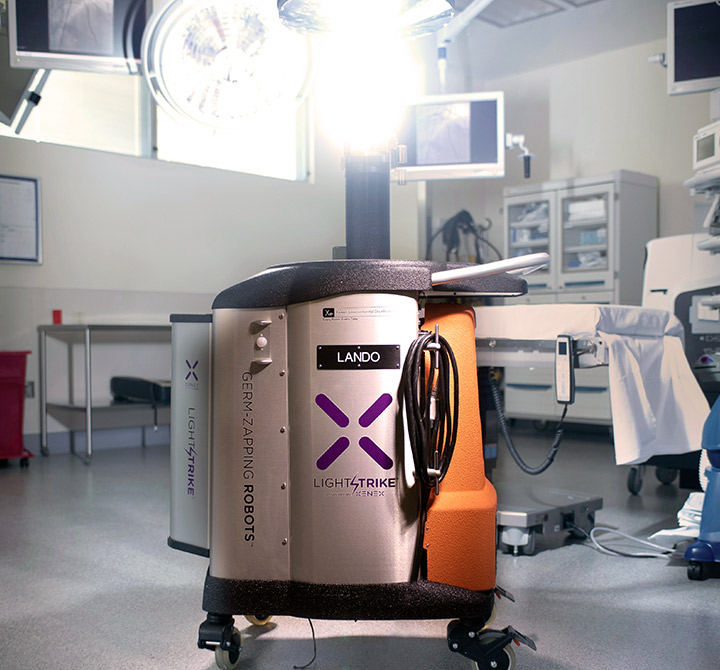 Xenex light strike machine in medical facility.